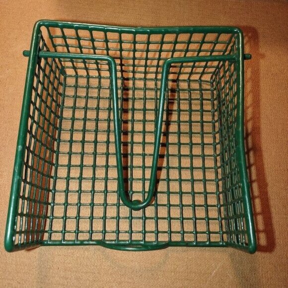 Green Metal Wire Wall-Mount Magazine & Letter Organizer Basket W/ Divided Design - Picture 3 of 3